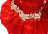 Handmade Luxury Red Sequin Dog Dress – Elegant Pet Party Dress with Pearl Lace