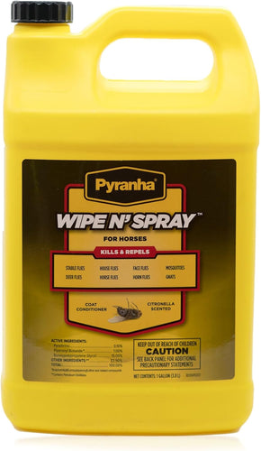 Pyranha Horse Wipe N' Spray RTU Citronella Equine Fly Protection 1 Gallon
