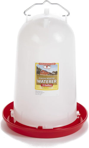 Little Giant 3 Gallon Poultry Drinker Gravity Fed Chicken Waterer Red Base