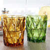 Creative colored relief glass cup on trumpet