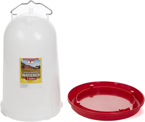 Little Giant 3 Gallon Poultry Drinker Gravity Fed Chicken Waterer Red Base