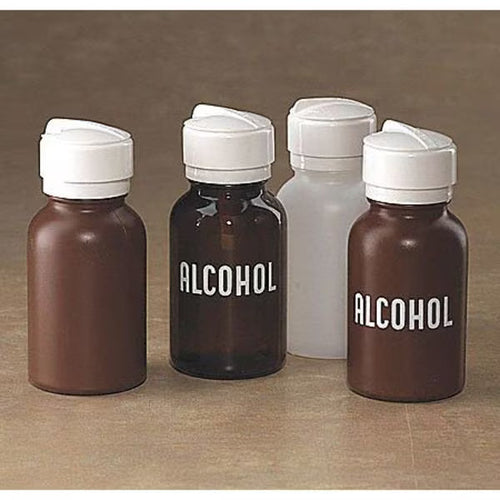 Alcohol Dispensing Bottle Amber Plastic One Hand Dispensing Travel Size Refillable