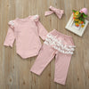 Infant And Toddler Cotton Lace Long-sleeved Harness Lace Long Pants Set