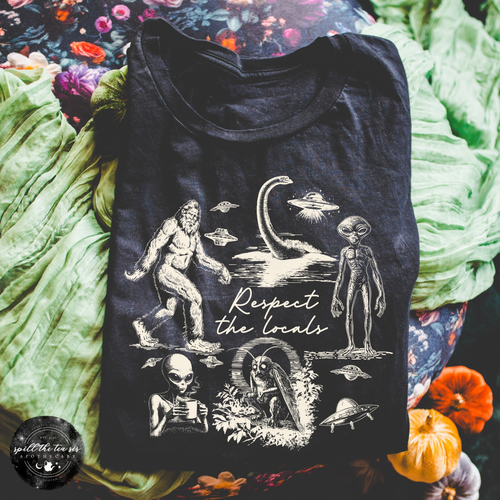 The Locals Cryptids Tee | Cryptid Graphic T-Shirt {WHITE DESIGN}