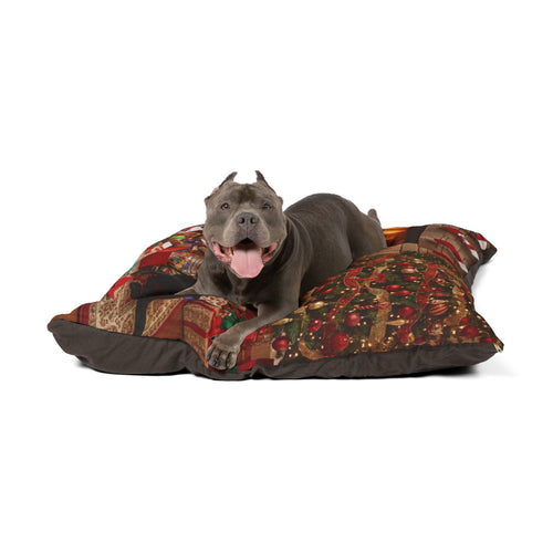 Festive Holiday Fireplace Pet Bed