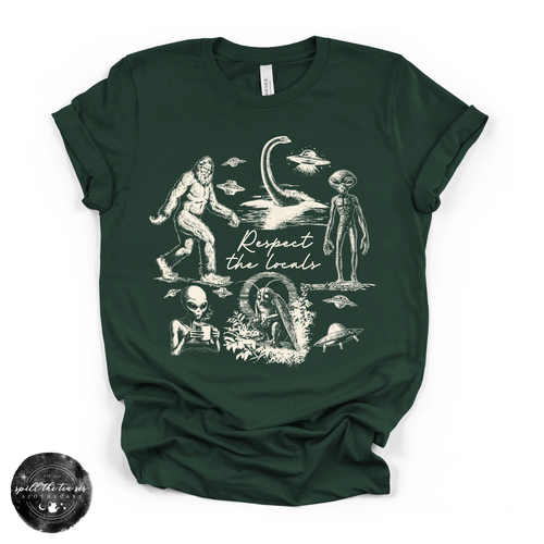 The Locals Cryptids Tee | Cryptid Graphic T-Shirt {WHITE DESIGN}