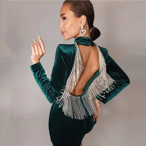 Bandage Dress Sexy Leaky Back Tight Party Dress