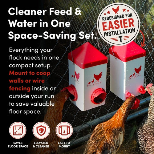 Chick2Chicken 5lb 2-Port Chicken Feeder and 1-Gal Small Cage Waterer Set