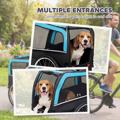 Dog Bike Trailer, Pet Cart Bicycle Carrier with 20 Air Tires, Quick-Release Wheels, Reflectors, Flag