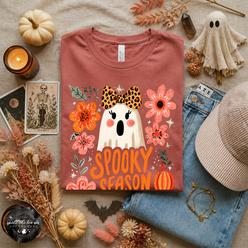Spooky Season Girlie Ghost Tee | Cute Halloween Ghost Graphic T-Shirt