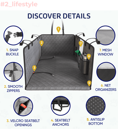 Large Seat Guard Waterproof Back Seat Extended Cover With Mesh Window Storage Pockets