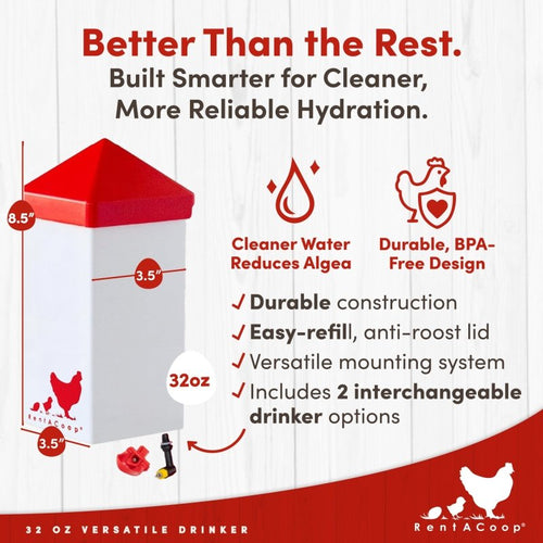 RentACoop 32oz(1L) Drinker Plus 2 Versatile Nipples