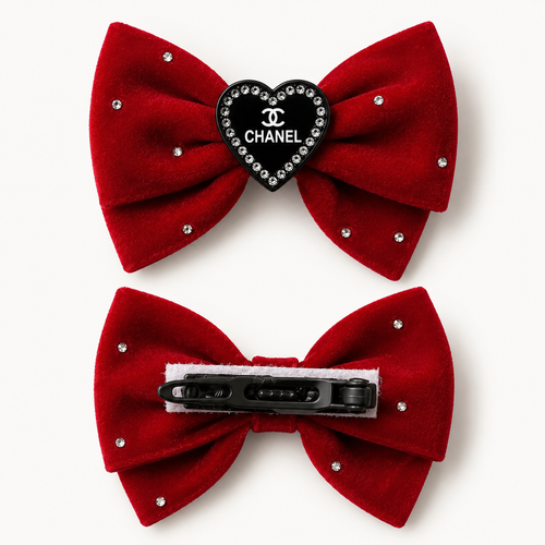 Luxury Velvet Dog Hair Bow Handmade Pet Hair Clip Rhinestone Pearl Bow Grooming Top Knot Accessory for Dogs & Cats