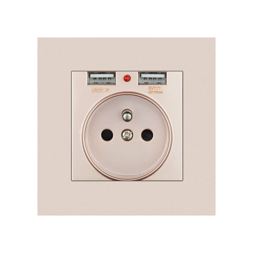 German Type Socket Wall Power Socket With Dual USB