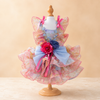 Pastel Floral Tulle Pet Dress with Detachable Gown