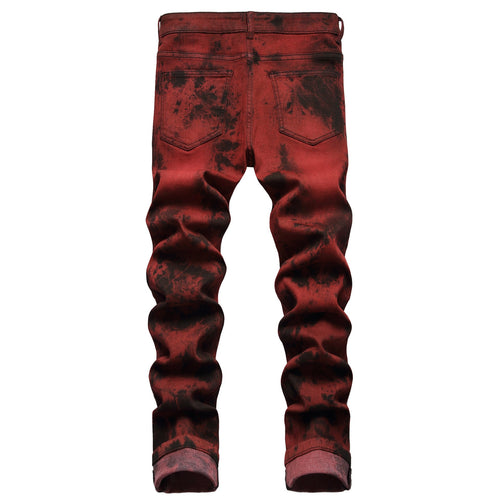 Stretch Tie Dyed Red Brick Jeans