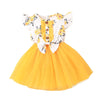 Baby Girl Printed Mesh Dress Sweet And Cute Flying Sleeves