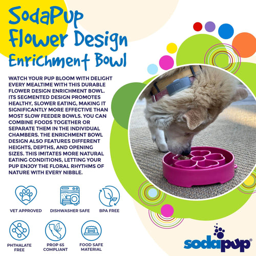 Flower eBowl Deep Slow Feeder Dog Bowl for Enrichment | USA Made