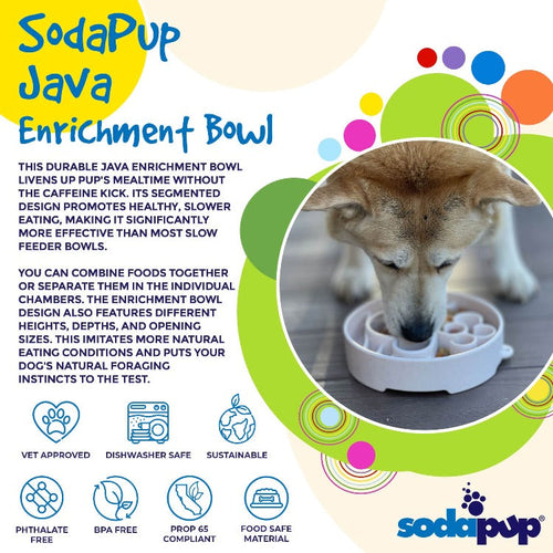 Java eBowl Deep Slow Feeder Dog Bowl for Enrichment | USA Made