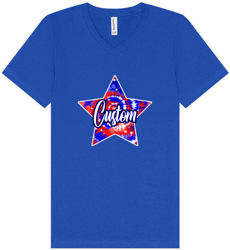 Custom Patriotic Tie Dye Unisex V-Neck Shirt