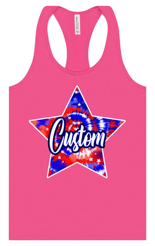 Custom Patriotic Tie Dye Women's Racerback Tank