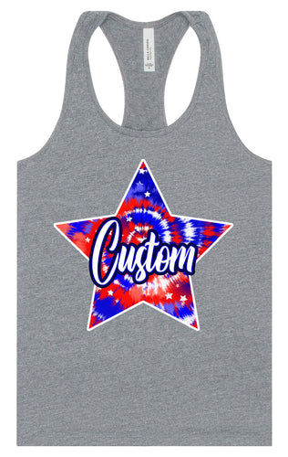 Custom Patriotic Tie Dye Women's Racerback Tank
