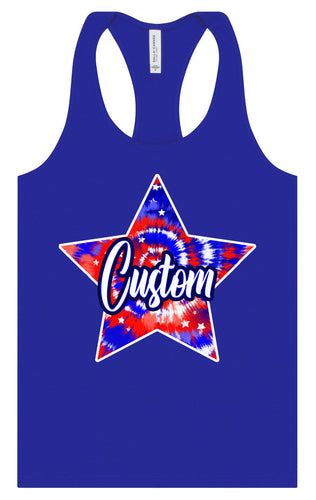 Custom Patriotic Tie Dye Women's Racerback Tank