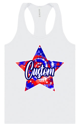 Custom Patriotic Tie Dye Women's Racerback Tank