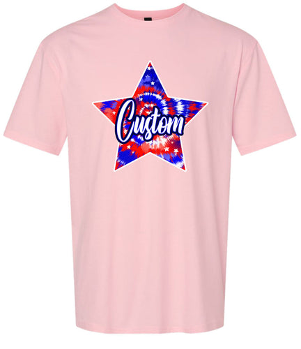 Custom Patriotic Tie Dye Adult Gildan Soft Shirt