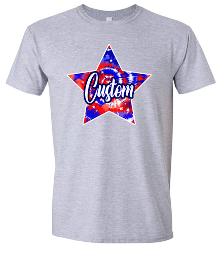 Custom Patriotic Tie Dye Adult Gildan Soft Shirt