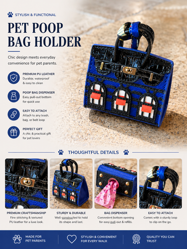 Luxury Dog Poop Bag Holder | Designer Waste Bag Dispenser Clip-On