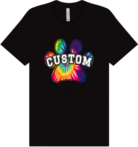 Custom Bright Tie Dye Paw Adult Bella Canvas Shirt