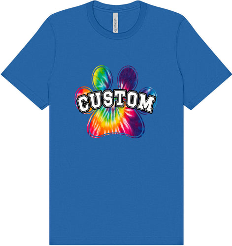 Custom Bright Tie Dye Paw Adult Bella Canvas Shirt