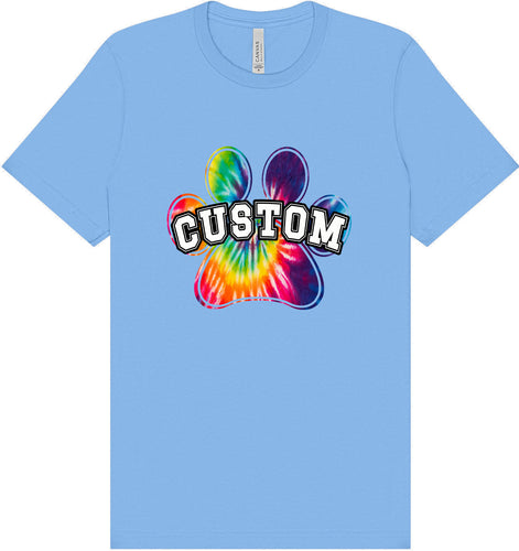 Custom Bright Tie Dye Paw Adult Bella Canvas Shirt