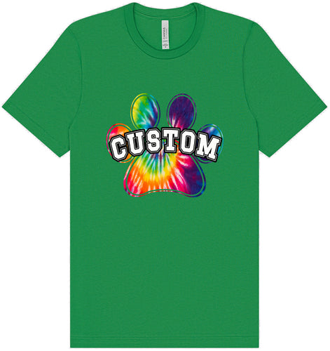 Custom Bright Tie Dye Paw Adult Bella Canvas Shirt