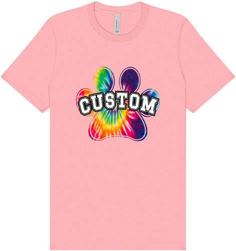 Custom Bright Tie Dye Paw Adult Bella Canvas Shirt