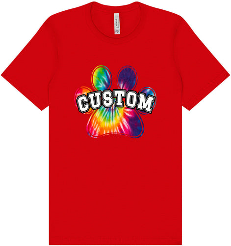 Custom Bright Tie Dye Paw Adult Bella Canvas Shirt