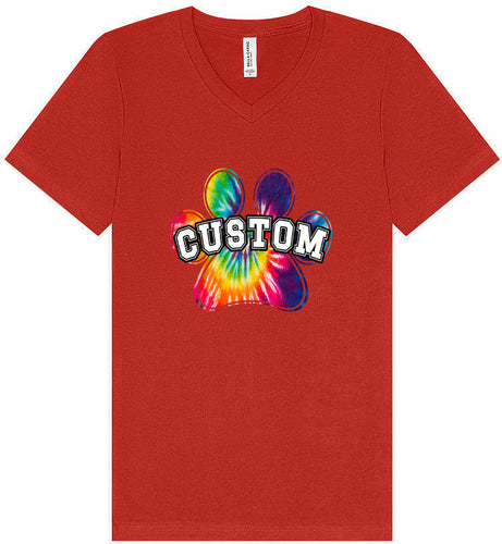 Custom Bright Tie Dye Paw Unisex V-Neck Shirt