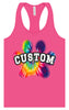 Custom Bright Tie Dye Paw Women's Racerback Tank