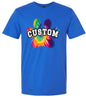 Custom Bright Tie Dye Paw Adult Gildan Soft Shirt