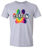 Custom Bright Tie Dye Paw Adult Gildan Soft Shirt