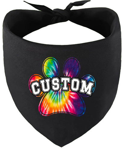 Custom Bright Tie Dye Paw Pet Bandana