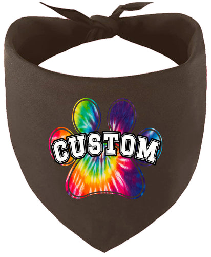 Custom Bright Tie Dye Paw Pet Bandana