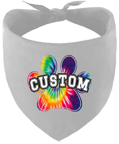 Custom Bright Tie Dye Paw Pet Bandana