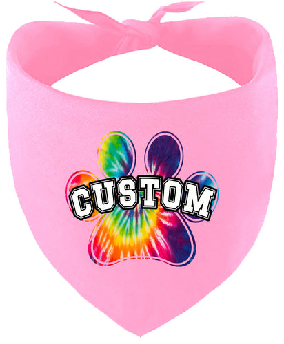 Custom Bright Tie Dye Paw Pet Bandana