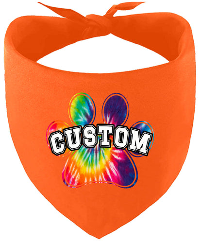 Custom Bright Tie Dye Paw Pet Bandana