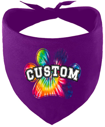 Custom Bright Tie Dye Paw Pet Bandana
