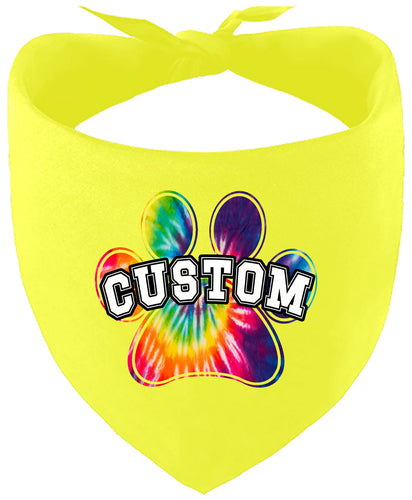 Custom Bright Tie Dye Paw Pet Bandana