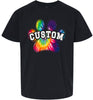 Custom Bright Tie Dye Paw Adult Gildan Soft Shirt