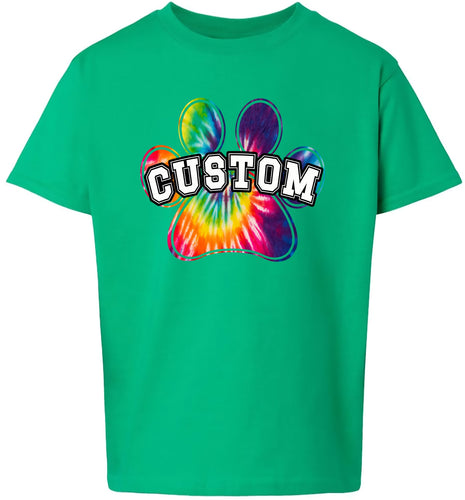 Custom Bright Tie Dye Paw Adult Gildan Soft Shirt